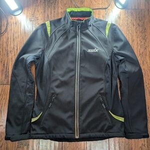 Swix Men's Black and Green Fleece Lined Jacket Size Medium